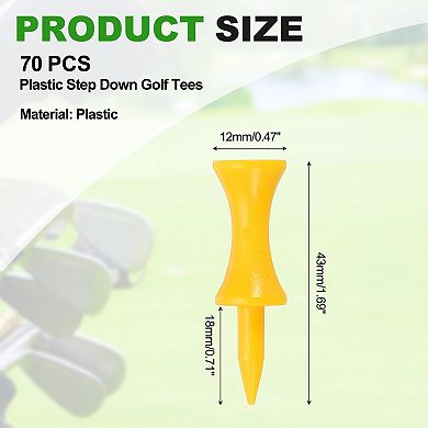 1.69" Plastic Step Down Golf Tees, Unbreakable Plastic Golf Tees 140PCS, Yellow