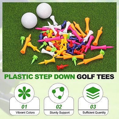 1.22" Plastic Step Down Golf Tees, Unbreakable Plastic Golf Tees 140PCS, Red