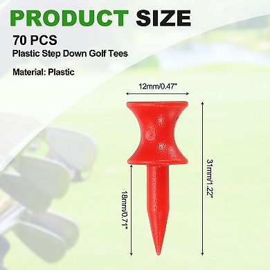 1.22" Plastic Step Down Golf Tees, Unbreakable Plastic Golf Tees 140PCS, Red