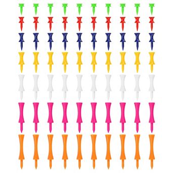 0.47" Plastic Step Down Golf Tees, Unbreakable Plastic Golf Tees 70PCS, Multicolor