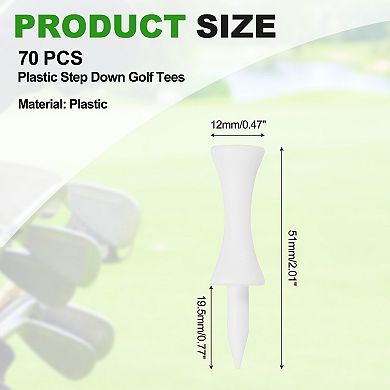 2.01" Plastic Step Down Golf Tees, Unbreakable Plastic Golf Tees 140PCS, White