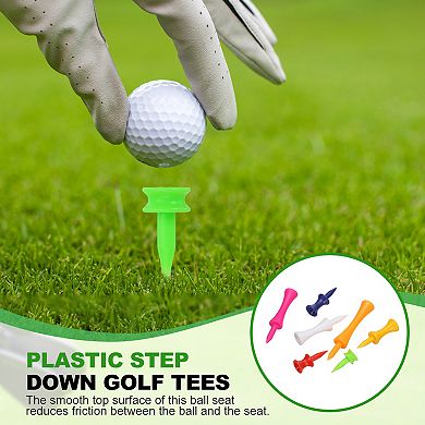 2.01" Plastic Step Down Golf Tees, Unbreakable Plastic Golf Tees 140PCS, White