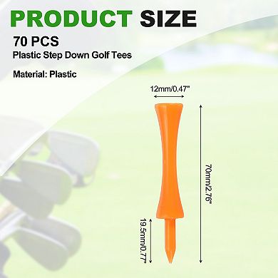 2.76" Plastic Step Down Golf Tees, Unbreakable Plastic Golf Tees 140PCS, Orange