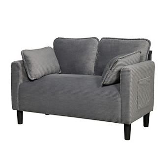 KWPZQEB 48.03" Loveseat, Corduroy Soft with Side Storage Pocket & High Rebound Sponge for Apartment