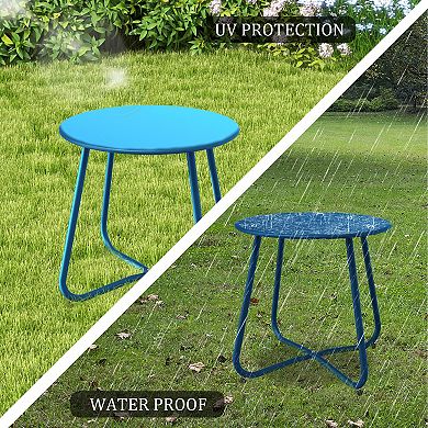 PATIOEASY 18in Round Outdoor End Table Patio Side Table for Room Porch