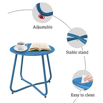 PATIOEASY 18in Round Outdoor End Table Patio Side Table for Room Porch