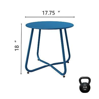 PATIOEASY 18in Round Outdoor End Table Patio Side Table for Room Porch