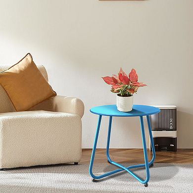 PATIOEASY 18in Round Outdoor End Table Patio Side Table for Room Porch