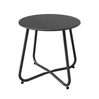 PATIOEASY 18 in Round Outdoor End Table Patio Side Table for Room Porch