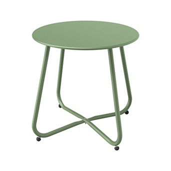 PATIOEASY 18 in Round Outdoor End Table Patio Side Table for Room Porch