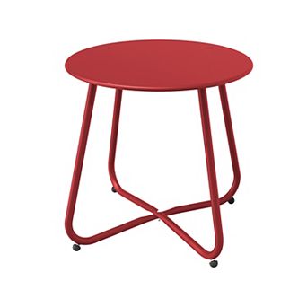 PATIOEASY 18 in Round Outdoor End Table Patio Side Table for Room Porch