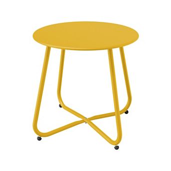 PATIOEASY 18 in Round Outdoor End Table Patio Side Table for Room Porch