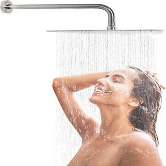12 Inch Chrome Rain Shower Head, Square Ultra Thin 304 Stainless Steel High Pressure