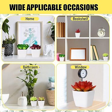 Artificial Succulent Plants in Pots, Mini Faux Indoor Desk Decor