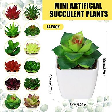 Artificial Succulent Plants in Pots, Mini Faux Indoor Desk Decor