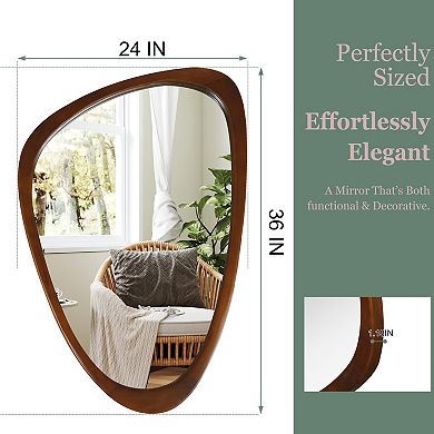 24"x36" Irregular Solid Wood Frame Decorative Mirror,For Bedroom, Bathroom, Living Room