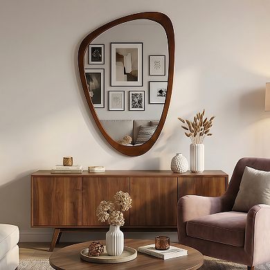 24"x36" Irregular Solid Wood Frame Decorative Mirror,For Bedroom, Bathroom, Living Room