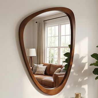 24"x36" Irregular Solid Wood Frame Decorative Mirror,For Bedroom, Bathroom, Living Room