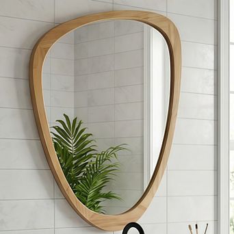 24"x36" Irregular Solid Wood Frame Decorative Mirror,For Bedroom, Bathroom, Living Room