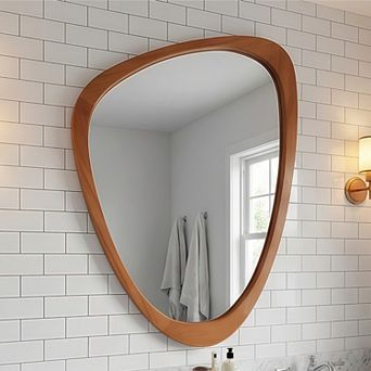 24"x36" Irregular Solid Wood Frame Decorative Mirror,For Bedroom, Bathroom, Living Room