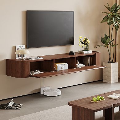 Floating Wood TV Stand Wall Mount Media Cabinet with Storage