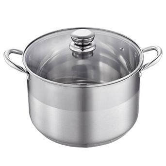 12-qt Stainless Steel Stock Pot with Glass Lid, Induction Ready, PFOA/PFAS-Free
