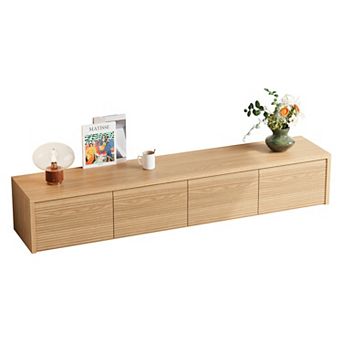 78.74 Inch Light Oak Texture TV Stand, 4 Drawer Modern Minimalist Media Console