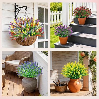 Artificial Lavender & Grass Plants, UV Resistant Faux Outdoor Decor