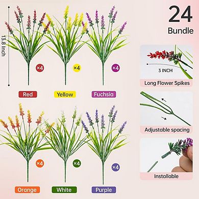 Artificial Lavender & Grass Plants, UV Resistant Faux Outdoor Decor