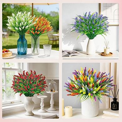 Artificial Lavender & Grass Plants, UV Resistant Faux Outdoor Decor
