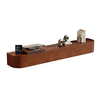 70.87 Inch Floating Wood TV Console, Mid-Century Wall Mounted Media Cabinet