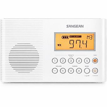Sangean H201 Shower Radio AM/FM Waterproof, Weather Alert White
