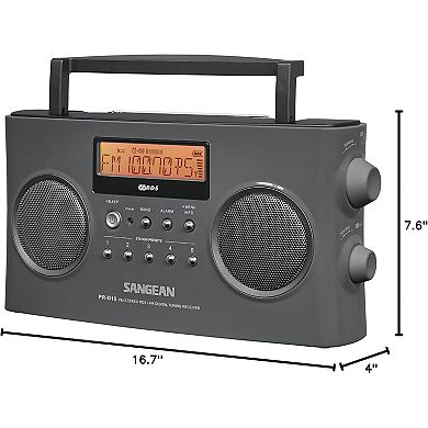 Sangean PR‑D15 Digital Portable Stereo RDS Receiver Gray