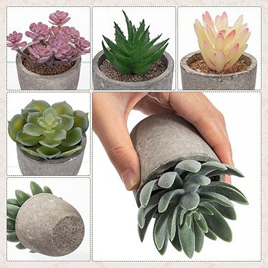 Artificial Succulents in Paper Pots, Mini Faux Cactus Plants for Shelf Decor