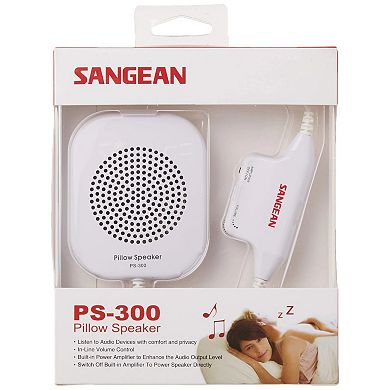 Sangean PS‑300 Pillow Speaker with In‑Line Volume Control and Amplifier White