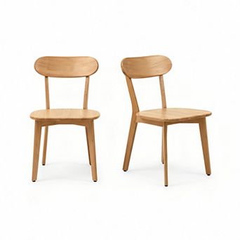 Heybly Modern 100% Solid Wood Set of 2 Dining Chairs with Curved Back