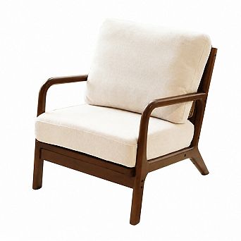Heybly Modern Accent Chair with Solid Wood Legs, Cozy Fabric Armchair for Living Room Bedroom