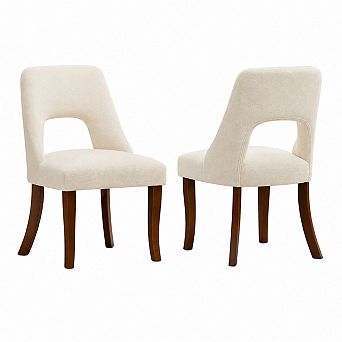 Heybly Modern Chenille Upholstered Dining Chairs Set of 2 with Solid Wood Legs