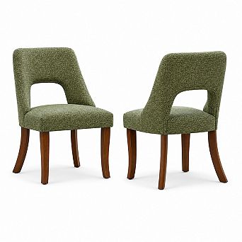 Heybly Modern Chenille Upholstered Dining Chairs Set of 2 with Solid Wood Legs