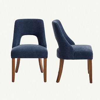 Heybly Modern Chenille Upholstered Dining Chairs Set of 2 with Solid Wood Legs