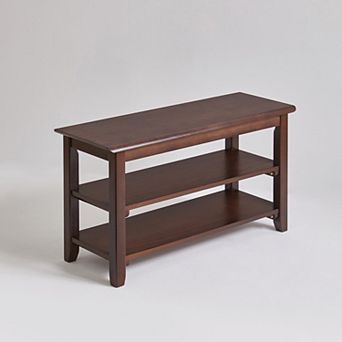 Heybly Entryway Solid Wood Shoe Bench with 2 tier Storage Shelves