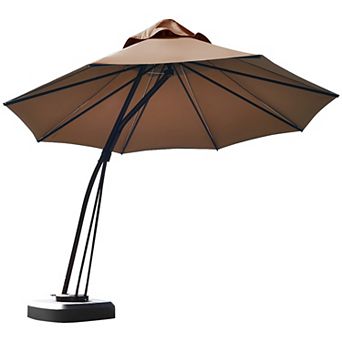 Costway 11FT Outdoor Cantilever Offset Hanging Umbrella w/ Base Wheels