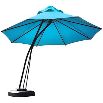 Costway 11FT Outdoor Cantilever Offset Hanging Umbrella w/ Base Wheels