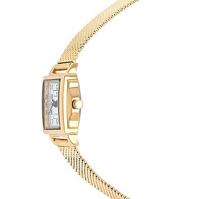 Peugeot Women's Vintage 14K Gold-Plated Rectangular Small Face Watch with Gold Mesh Bracelet