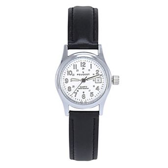 Peugeot Women’s Silver Dial Nurses Sport Calendar Wristwatch Easy Reader with Black Band