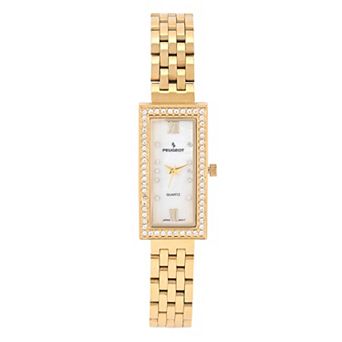 Peugeot Women's 35x20mm MOP Crystal Bezel Watch with Stainless Steel Bracelet