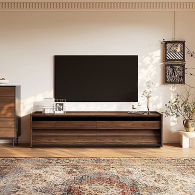 71 Inch Mid-Century Modern TV Stand with RGB LED Light