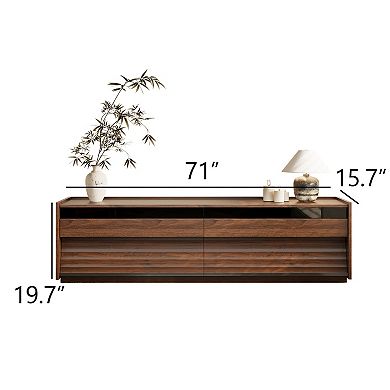 71 Inch Mid-Century Modern TV Stand with RGB LED Light