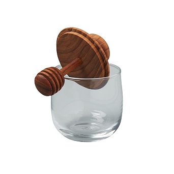 Teak & Glass Honey Jar