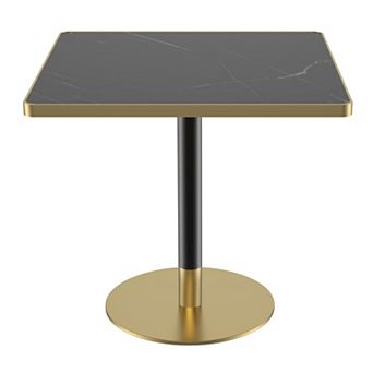 WOW PIONEER Modern Round Dining Table with Faux Marble Top and Sturdy Metal Base